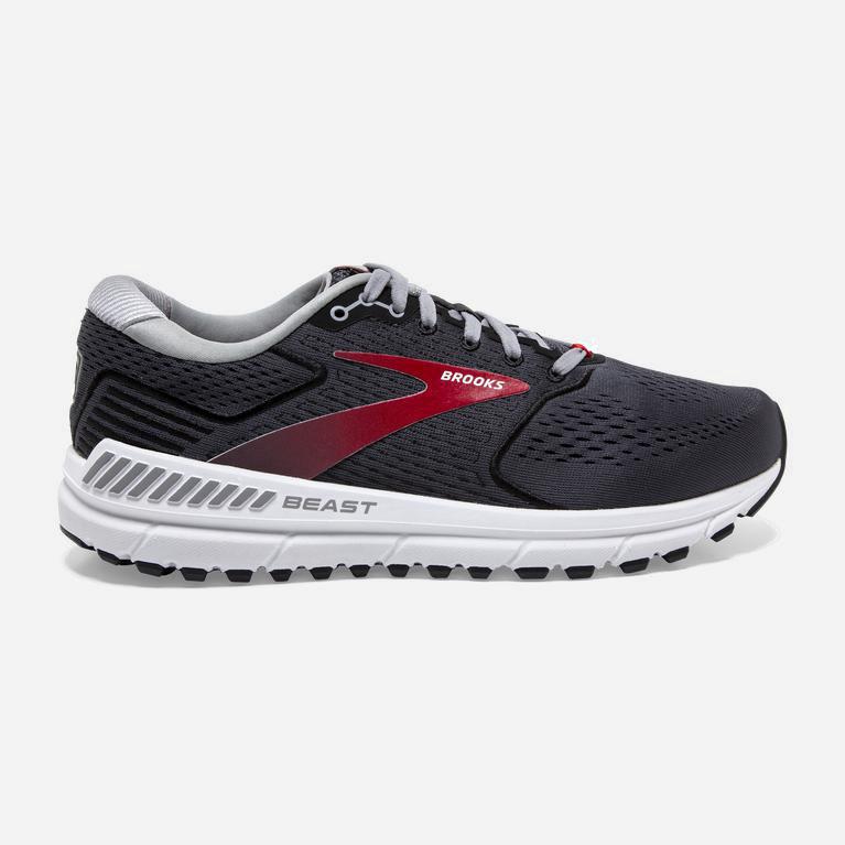 Brooks Men's Beast '20 Road Running Shoes Singapore - Blackened Pearl/Black/Red (08325-JYLM)